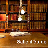 d.Stil Lustre Suspension en corde chanvre de double-tête E27*2 Douille Lumière pendante industrielle style rétro Creative Lampe réglable DIY pour salon café restaurant Hall (Jaune, 150cm)