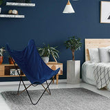 Home Deco Factory HD6000 Fauteuil Papillon Velours Réversible Tissu Bleu Structure Métal Noir H101 x 74 x 79 cm