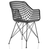 IDIMEX Lot de 4 chaises Alicante pour Salle à Manger ou Cuisine au Design Retro avec accoudoirs, Coque en Plastique Noir et 4 Pieds croisé en métal laqué Noir