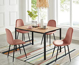 BAÏTA Lot de 4 chaises Lena en Velours Rose, Métal, 44x52x86cm
