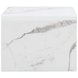 Tidyard Table Basse en Verre Trempé avec Un Aspect de Marbre Unique Style Moderne Blanc 50 x 50 x 45 cm