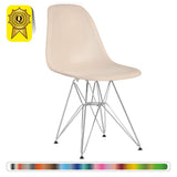 Decopresto Lot 2 x Chaise Design Scandinave Retro Creme Pieds Acier Metal Chrome DP-DSR-CR-2P