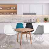 SAMPUR - Chaise Épura de Salle à Manger | Chaise de Bureau et de Salon Design Rétro Scandinave avec Coussin Intégré | Chaise de Salle d'Attente Rembourrée avec Pieds en Acier - Blanc