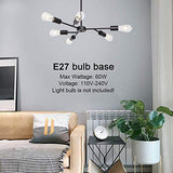 Pendentif Lumière Moderne Noire Satellite Suspension Industrielle Métal Lampe Suspensions Salle à Manger Lustre-6 Lumière