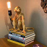FErolan Lumière de Table Moderne, Lampe de Bureau de Singe, Résine Assis d'éclairage de Singe pour Le Salon, Chambre, Bureau, dortoir Universitaire,d'or,Without Light