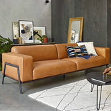 Oviala Canapé en Cuir 4 Places Camel