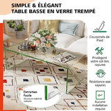 GOPLUS Table Basse Verre Trempé, Table de Salon d’Appoint Moderne Minimaliste sans Assemblage, pour Salon, Chambre, Appartement 108X50X35 CM