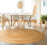 HAMID Tapis Jute Naturel - Alhambra Rond Tapis 100% Fibre de Jute (Naturel, 200x200cm)