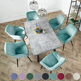 TecTake 800866 Lot de 4 Chaises de Salle à Manger Effet Velours Scandinave Pieds en Acier Noirs Élégant avec Accoudoirs – Diverses Couleurs (Gris)