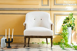 Fauteuil Rond Léonie - Bois massif, Bois ancien, Grand confort d'assise, Rembourrage intérieur dense, Finition brossÃ | Le charme du bois massif et de la toile de jute - Beige (L73 x H88 x P84 cm)