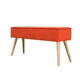 Zago Banc scandinave Velours Pieds Bois Naturel Popy