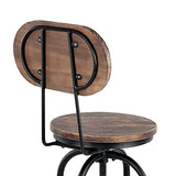 IKAYAA Lot de 2 Tabouret de Bar de Hauteur Réglable Vintage en Bois Tabouret de Salle a Manger Style Industriel Pinewood Haut + Métal avec Sac à Dos