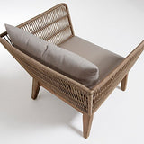 Kave Home - Fauteuil Belleny Beige avec accoudoirs et Structure en Bois Massif d'eucalyptus pour Usage intérieur et extérieur