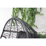 CONCEPT USINE | Fauteuil Oeuf sur Pieds Beige en Résine Noir Aspect Rotin | Design Jane | Structure en Acier | Coussin déperlant | Hamac Balançoire sur Pied terrasse Jardin Balcon | Résiste à l'eau