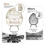 KOMFOTTEU Canapé en rotin en forme d'œuf - Fauteuil de jardin avec coussin - Avec structure en métal - Pour jardin, salon, terrasse