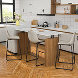 RFIVER Lot de 2 Tabouret de Bar, Chaise de Salle à Manger de Style Vintage Confortable avec Siège en Cuir PU et Base en Métal Robuste pour Cuisine Salon, Beige