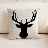HUASHUZI Housse de coussin décorative en forme de tête de cerf - Décoration d'intérieur pour salon, canapé, lit, canapé - 45 x 45 cm