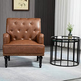 SEPNINE Fauteuil Classique en Cuir synthétique - pour Salon et Chambre - Charge maximale : 150 kg (Brun)