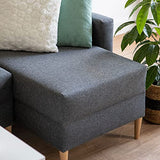 Happy Garden canapé d'angle Convertible ANTONI 3 Places en Tissu Gris. Canapé avec méridienne réversible et Coffre de Rangement.