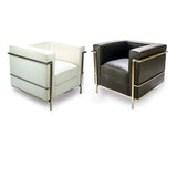 tapidecor Fauteuil Bouche tapissée en Similicuir Blanc et métal 70 x 74 x 66 cm