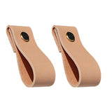 Yardwe 2pcs cuir poignée de porte de meubles boutons de porte d'armoire tiroir boucle tire poignées de porte (brun)