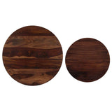 Tidyard Table Basse Gigognes 2 pcs | Table Basse Industrielle | Table Ronde en Bois de Sesham Massif 60 x 35 cm