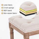 XRHOM Banc Banquette Rembourrée en Tissu Bois Massif Banc Capitonné de Salon Banquette de Salle de Séjour Meuble de Couloir Piano Maison Intérieur Lin 80x40x46cm, Beige