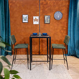 MEUBLE COSY Lot de 2 Tabouret de Bar avec Dossier et Repose-Pieds, Siège Rembourrés de 69 cm de Haut, Cadre en métal, Chaises Hautes en Tissu, Style Industriel, Vert