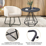 Mingone Fauteuil Simple en Laine d’Agneau Petit Fauteuil Coiffeuse Chaise Pieds en Fer Croisé avec Dossier et Accoudoirs pour Salon Chambre Club Coiffeuse, Blanc