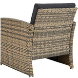 TecTake Salon de Jardin en Résine Tressée 4 Personnes, 1 Canapé, 2 Fauteuils, 1 Table avec Plateau en Verre, Coussins d’Assise et de Dossier Inclus (Marron Naturel)