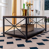 MEUBLE COSY Tables Basses Salon avec étagère Industriel Rectangulaire Bout de Canapé en Bois d'ingénierie et Cadre en Métal, Marron, 110x60x43cm