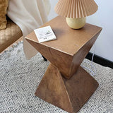 FATIVO Table d’Appoint Design Bois: Bout de Canapé de Salon Carré Béton Léger à 2 Niveaux Guéridon Style Moderne Table de Chevet Rangement pour Salon Bureau Chambre - 46x30x30cm