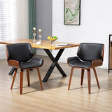 HOMCOM Lot de 2 chaises de Salle à Manger Style Vintage Assise revêtement synthétique Noir et Pieds en Bois
