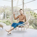 Greenstell Fauteuil Hamac Balançoire en Macramé avec Kit de Suspension, Fauteil Suspendu en Corde de Coton, Fauteuil Suspendu Confortable et Robuste,Capacité Maximum 130 Kilos (Bleu)
