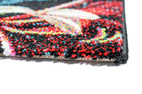 CARPETIA Tapis Salon Design Tapis Moderne Fleurs Bouquet Noir Rouge Größe 160x230 cm