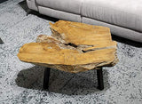 Meubletmoi Table Basse Racine de Teck et Pieds métal Noir - Design Exotique Chic Bord de mer - Padang