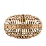 Eglo Suspensions Amsfield, Lampe Suspendue à Flamme Vintage, Nature, Boho, Bien-Être, Lampe Pendante en Acier, Bois en Couleurs Naturelles, Lampe de Table à Manger