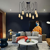 YNXing - Suspension Edison vintage - Réglable - Lampe suspendue - Luminaire industriel - Lustre noir - 1, 3, 5, 6 têtes - 8 supports de lampe
