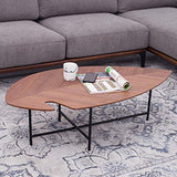Marque Amazon - Rivet - Table d'appoint en forme de feuille, en noyer et à base en métal noir, 120 x 60 x 36 cm