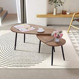 GOLDFAN Table Basse Bois Moderne Lot de 2 Table Basse Gigognes Triangulaire pour Salon Bureau Table d'appoint Design Scandinave, Marron