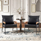CLIPOP Fauteuil rétro Moderne avec Cadre en métal et Coussin en Cuir synthétique pour Salon, Chambre à Coucher, Salon (Noir)