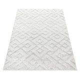 Tapis Moderne Design, élégant, Effet 3D Boho en Losange, rectangulaire, Facile d'entretien, Tapis de Salon, Taille:80 x 250 cm, Couleur : crème