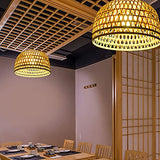 YAZAHOH Suspension en Bambou Tissé Suspension Naturelle Simple Tissée À La Main Lampe Suspendue De Ferme Créative Lustre en Rotin pour Salle À Manger Chambre