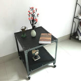 Jcnfa-Tables Table Basse Industrielle LOFT Américaine, Table Basse À roulettes en Fer, Table D'appoint Canapé Créatif, Table Basse Carrée avec Rivets, Noir