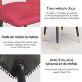 mecor Lot de 2 Chaises de Salle à Manger Confortable, Chaise Tissu Rembourrée en Velour, Chaise Fauteuil Salon avec Pied en Métal, Chaise Moderne pour Cuisine, Table, Salon, Chambre (Rouge)