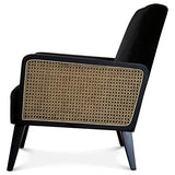 Déco en Ligne - Fauteuil Velours Noir cannage