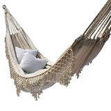 Ivoire blanc toile hamac brésilien double extra-large glands extérieur jardin Camping portable crème naturelle
