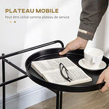 HOMCOM Table d'appoint Ronde Bout de canapé avec Plateaux Amovibles en métal et Effet cannage avec poignée - dim. 43,5L x 42,5l x 60H cm