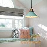iDEGU Lustre Rétro Suspension Luminaire Vintage 22CM Métal Plafonnier Abat-jour Industriel E27 Lampe de Plafond pour Salon Cuisine Chambre Restaurant (Vert - 1 Lampe)