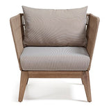 Kave Home - Fauteuil Belleny Beige avec accoudoirs et Structure en Bois Massif d'eucalyptus pour Usage intérieur et extérieur
